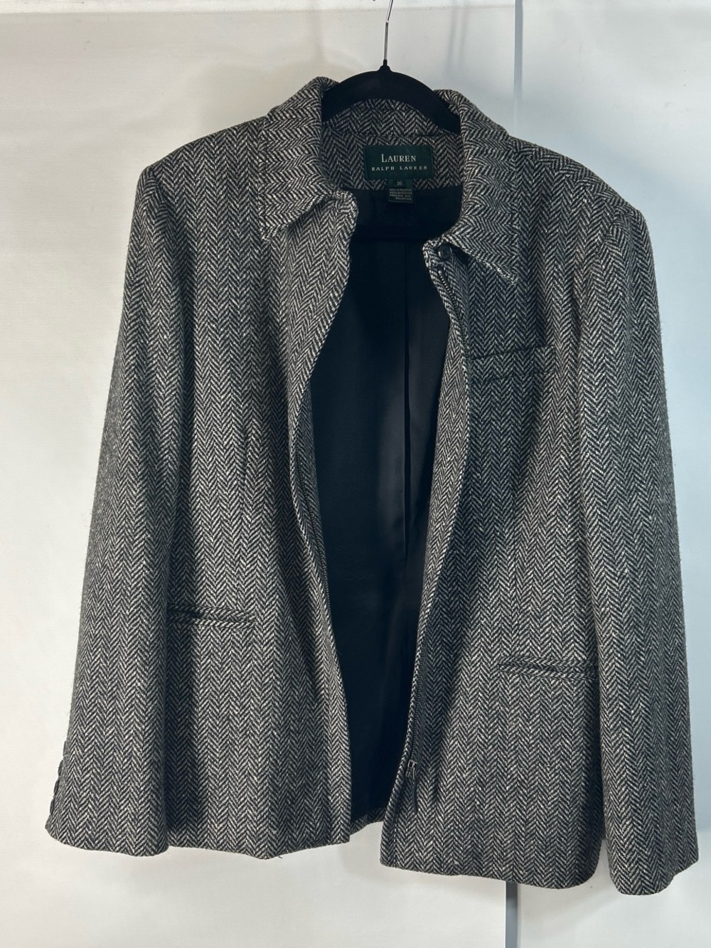 Ralph Lauren Gray Herringbone Wool-Blend Blazer